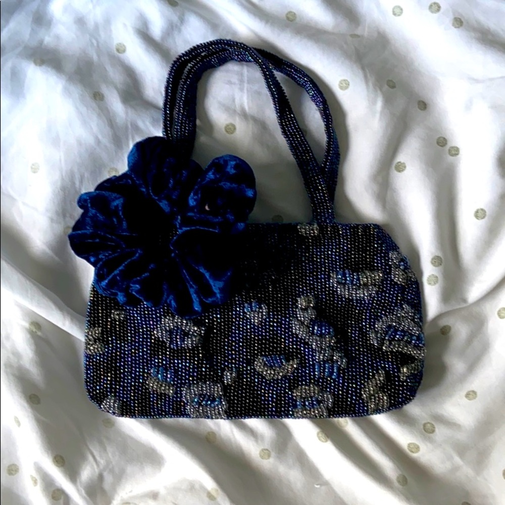 Blue bead bag and maching scrunchie